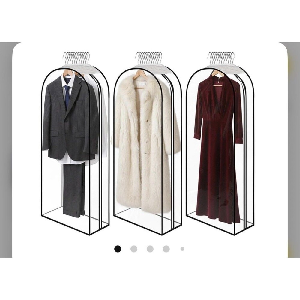 Clear Garment Bags for Hanging Clothes 3-piece set 60 inches Storage Bags